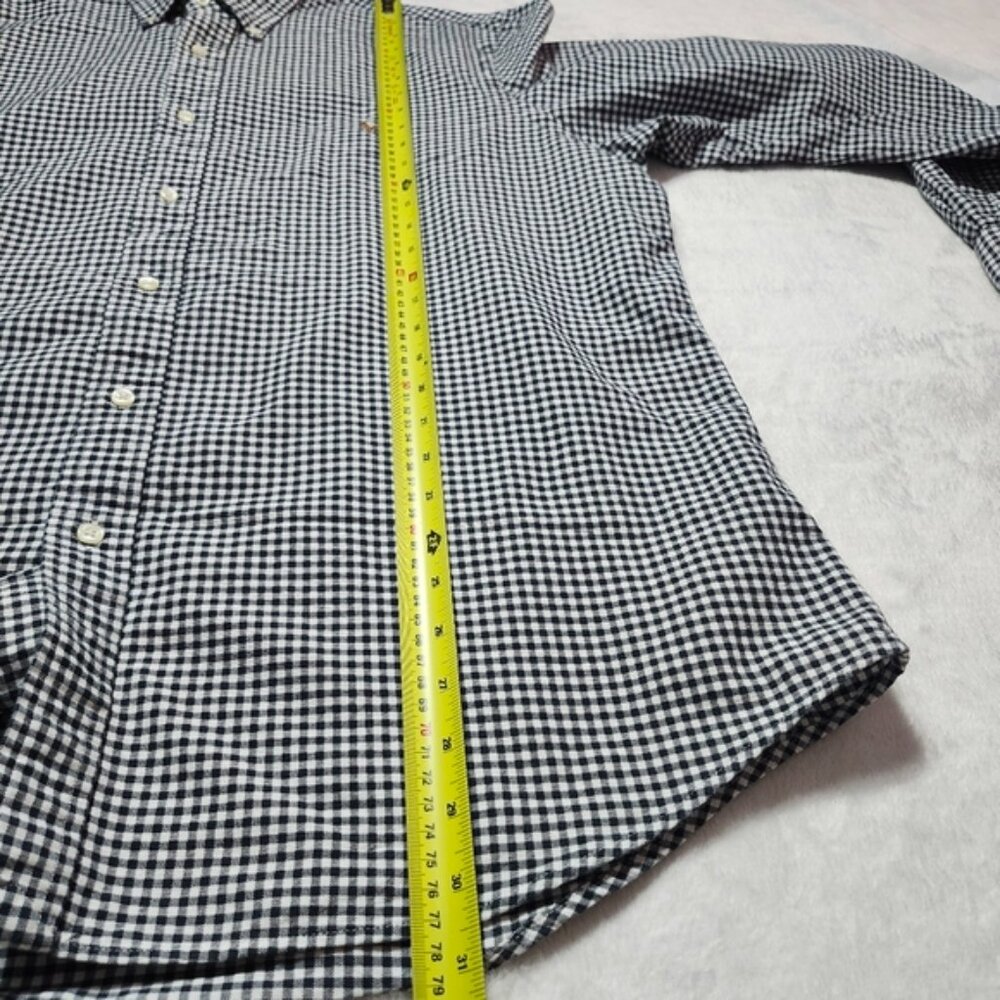 RALPH LAUREN Oxford Gingham Check Long‎ Sleeve Button Down Shirt Black White XL - Picture 8 of 9